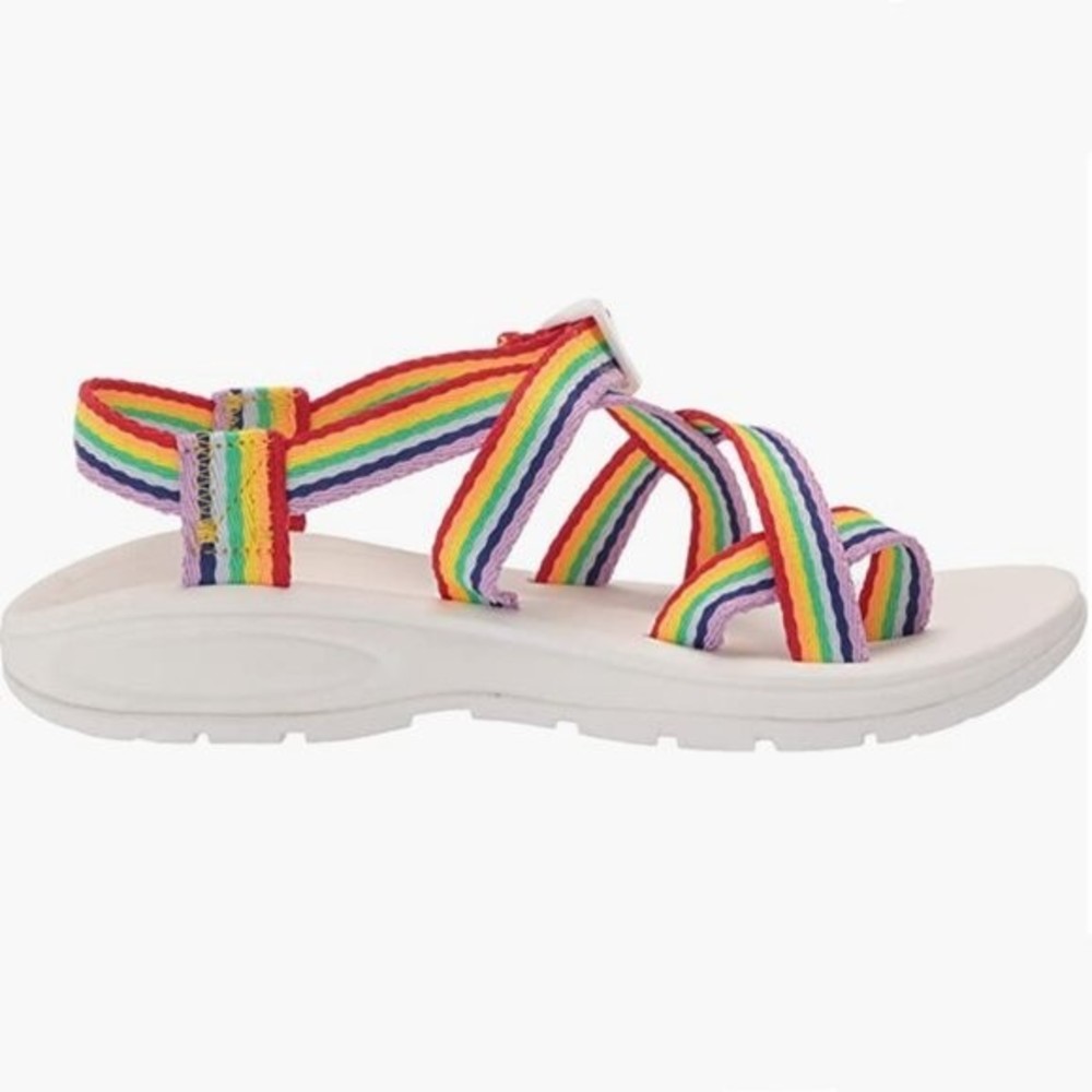 Madden Girl‎ Womens Size 7.5 Rainbow Strappy Sun Sport Summer Sandals Shoes